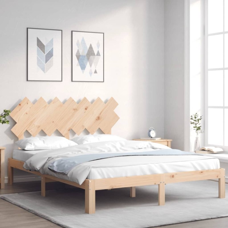 Cadre de lit sans matelas bois de pin massif 