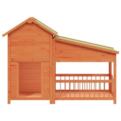 Chenil marron 143x60,5x109 cm bois de pin solide 