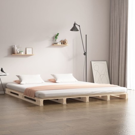 Lit de palette 140x190 cm bois de pin massif 