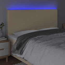 Tête de lit à LED Crème 160x5x118/128 cm Tissu 