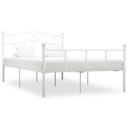 Cadre de lit sans matelas et tête de lit blanc métal 160x200 cm 