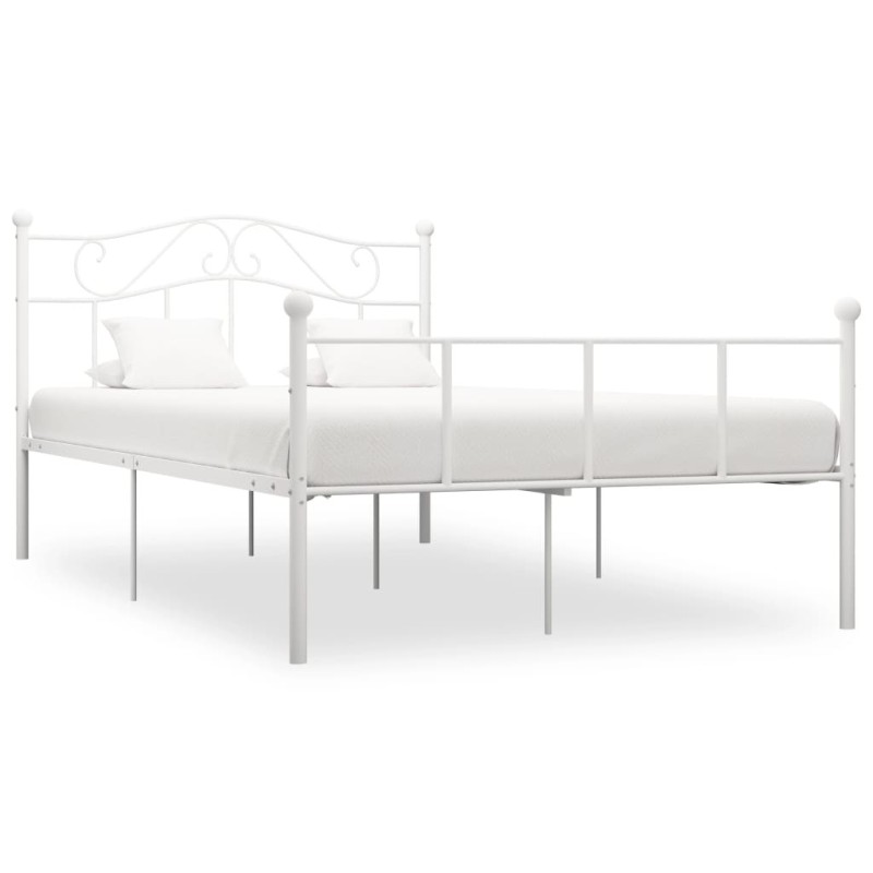 Cadre de lit sans matelas et tête de lit blanc métal 160x200 cm 