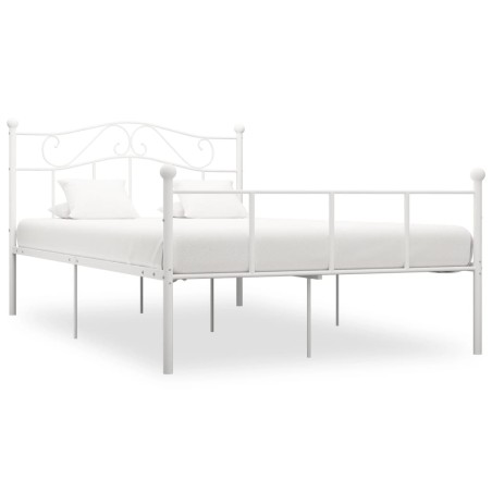Cadre de lit sans matelas et tête de lit blanc métal 160x200 cm 