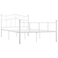 Cadre de lit sans matelas et tête de lit blanc métal 160x200 cm 