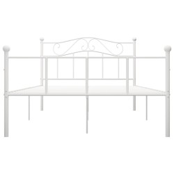 Cadre de lit sans matelas et tête de lit blanc métal 160x200 cm 