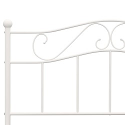 Cadre de lit sans matelas et tête de lit blanc métal 160x200 cm 