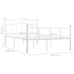 Cadre de lit sans matelas et tête de lit blanc métal 160x200 cm 