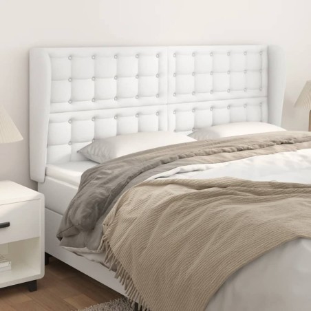 Tête de lit avec oreilles Blanc 183x23x118/128 cm Similicuir 