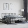 Cadre de lit métal sans matelas avec pied de lit noir 183x213cm 