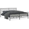 Cadre de lit métal sans matelas avec pied de lit noir 183x213cm 