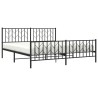 Cadre de lit métal sans matelas avec pied de lit noir 183x213cm 