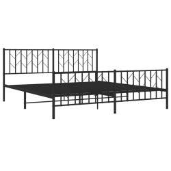 Cadre de lit métal sans matelas avec pied de lit noir 183x213cm 