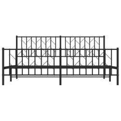 Cadre de lit métal sans matelas avec pied de lit noir 183x213cm 