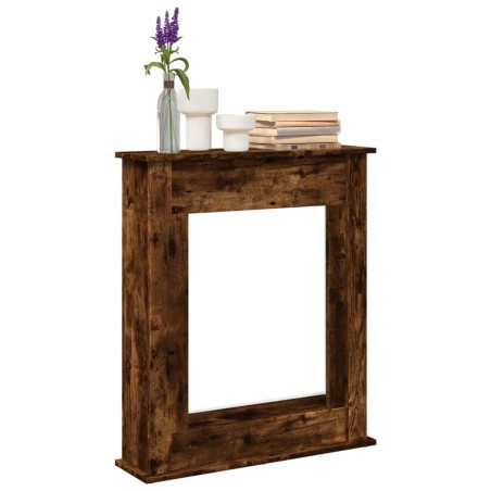 Cadre de cheminée chêne fumé 75x20x87,5 cm bois d'ingénierie 