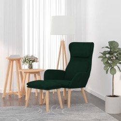 Chaise de relaxation avec tabouret Vert foncé Velours 