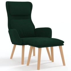 Chaise de relaxation avec tabouret Vert foncé Velours 