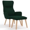 Chaise de relaxation avec tabouret Vert foncé Velours 