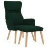 Chaise de relaxation avec tabouret Vert foncé Velours 