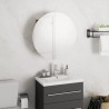 Armoire de salle de bain miroir rond et LED Chêne 40x40x17,5 cm 