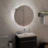 Armoire de salle de bain miroir rond et LED Chêne 40x40x17,5 cm 