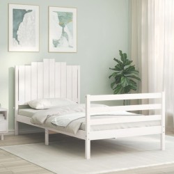 Cadre de lit sans matelas blanc 100x200 cm bois massif 