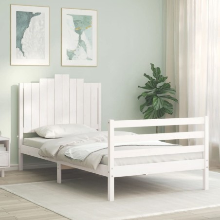 Cadre de lit sans matelas blanc 100x200 cm bois massif 