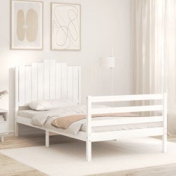 Cadre de lit sans matelas blanc 100x200 cm bois massif 