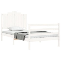 Cadre de lit sans matelas blanc 100x200 cm bois massif 