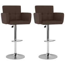 Tabourets de bar lot de 2 marron similicuir 