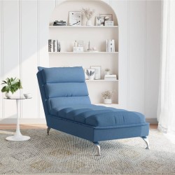 Chaise longue avec coussins bleu tissu 