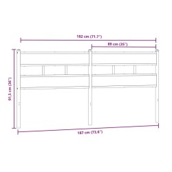 Tête de lit chêne sonoma 180 cm fer et bois d’ingénierie 