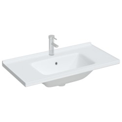 Évier de salle de bain blanc rectangulaire céramique 