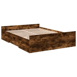 Cadre de lit avec tiroirs sans matelas chêne fumé 120x200 cm 