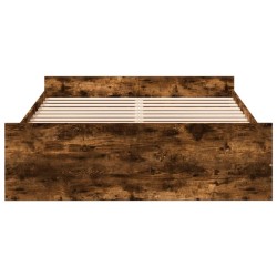 Cadre de lit avec tiroirs sans matelas chêne fumé 120x200 cm 