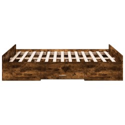 Cadre de lit avec tiroirs sans matelas chêne fumé 120x200 cm 