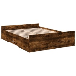 Cadre de lit avec tiroirs sans matelas chêne fumé 120x200 cm 