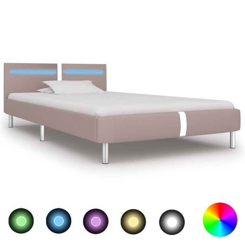 Cadre de lit avec LED sans matelas cappuccino 90x200 cm 