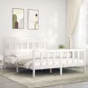 Cadre de lit sans matelas blanc bois de pin massif 