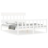 Cadre de lit sans matelas blanc bois de pin massif 