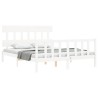 Cadre de lit sans matelas blanc bois de pin massif 