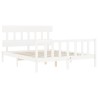 Cadre de lit sans matelas blanc bois de pin massif 
