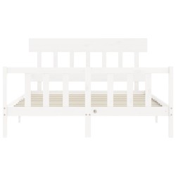 Cadre de lit sans matelas blanc bois de pin massif 