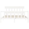 Cadre de lit sans matelas blanc bois de pin massif 