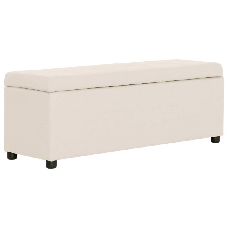Banc avec compartiment de rangement 116 cm Crème Polyester Banc avec compartiment de rangement 116 cm Crème Polyester