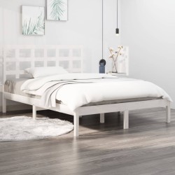 Cadre de lit sans matelas blanc 135x190 cm bois massif 