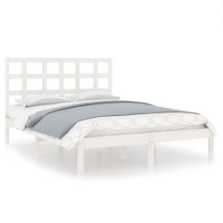Cadre de lit sans matelas blanc 135x190 cm bois massif 