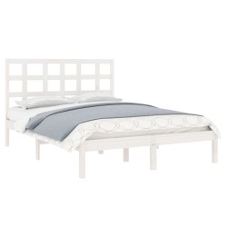 Cadre de lit sans matelas blanc 135x190 cm bois massif 