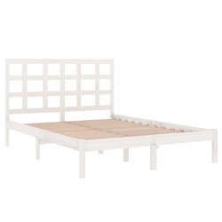 Cadre de lit sans matelas blanc 135x190 cm bois massif 