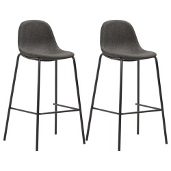 Chaises de bar lot de 2 gris foncé tissu 