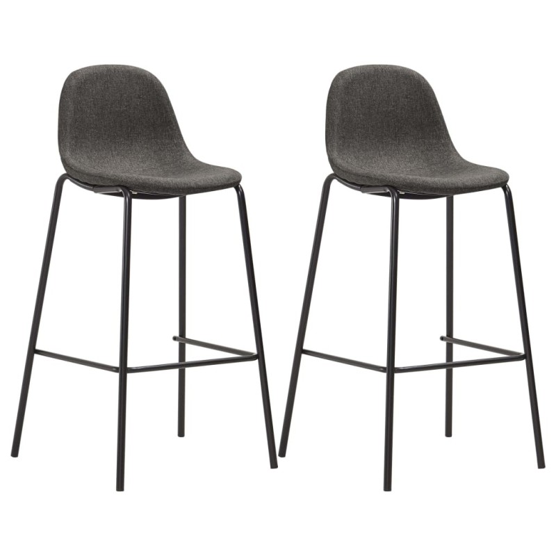 Chaises de bar lot de 2 gris foncé tissu Chaises de bar lot de 2 gris foncé tissu